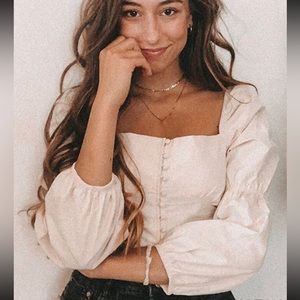 SHEIN beige long sleeved blouse with elastic back